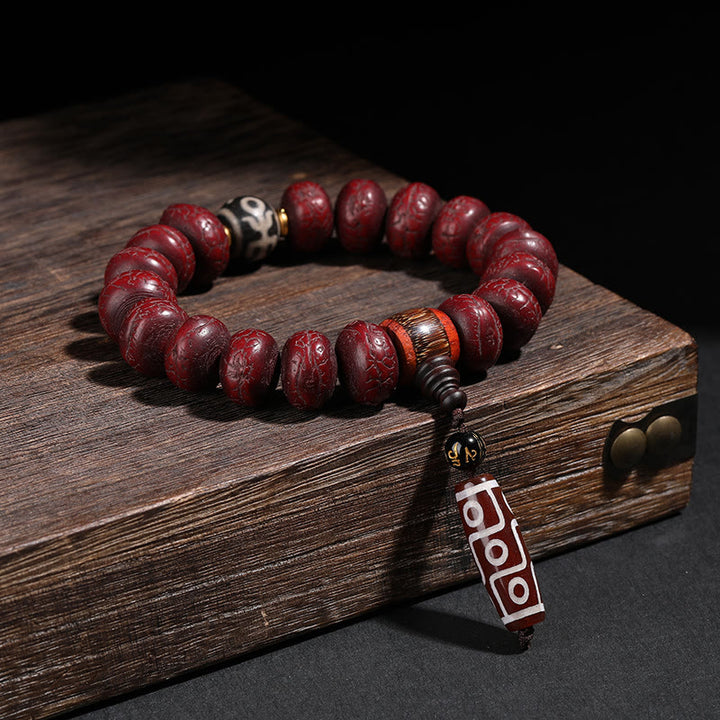 Buddha Stones Tybet Bodhi Nasiona Dzi Koralik Tańczący Lew Szczęście Bransoletka Mala Nadgarstek