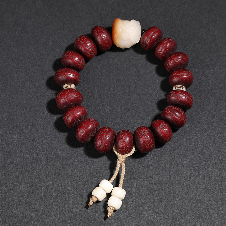 Buddha Stones Tybet Bodhi Nasiona Dzi Koralik Tańczący Lew Szczęście Bransoletka Mala Nadgarstek