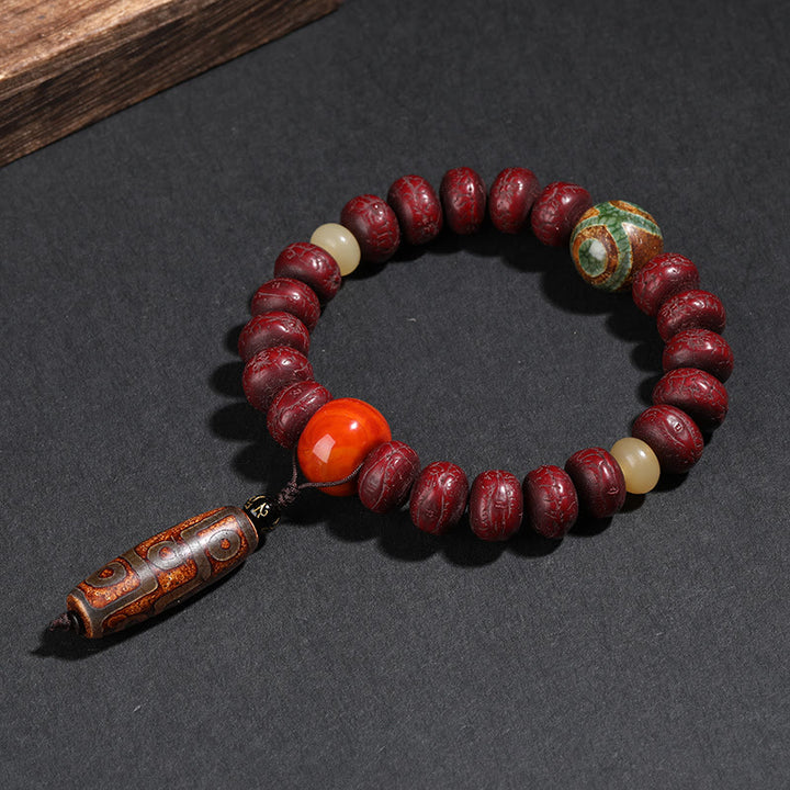 Buddha Stones Tybet Bodhi Nasiona Dzi Koralik Tańczący Lew Szczęście Bransoletka Mala Nadgarstek