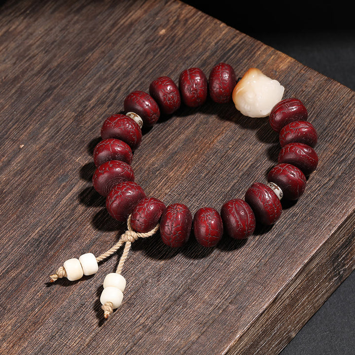 Buddha Stones Tybet Bodhi Nasiona Dzi Koralik Tańczący Lew Szczęście Bransoletka Mala Nadgarstek