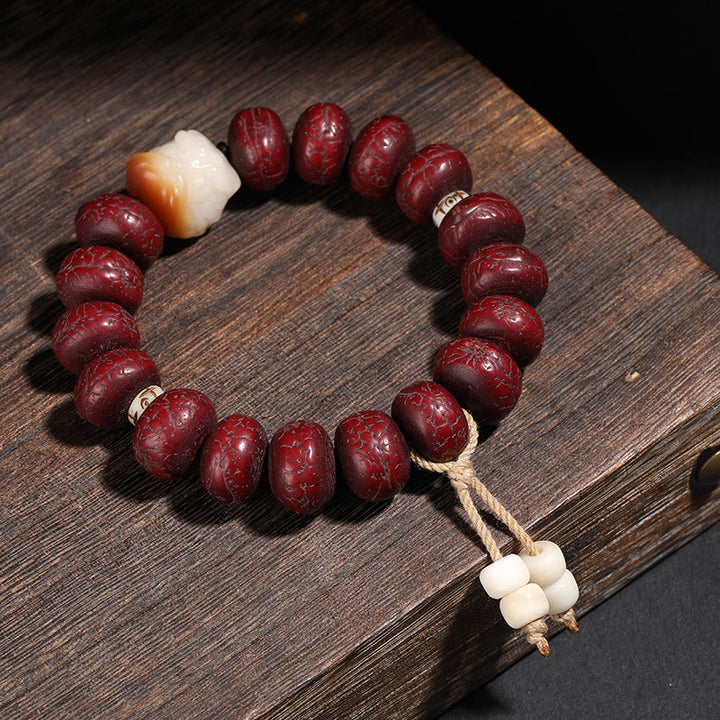 Buddha Stones Tybet Bodhi Nasiona Dzi Koralik Tańczący Lew Szczęście Bransoletka Mala Nadgarstek