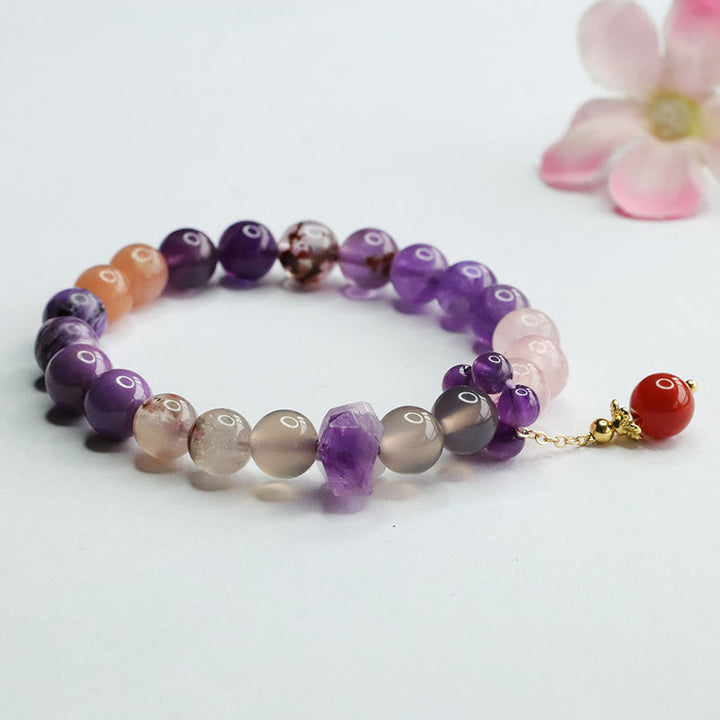 Bransoletka z koralików uzdrawiających Buddha Stones Natural Amethyst Crystal Inner Peace