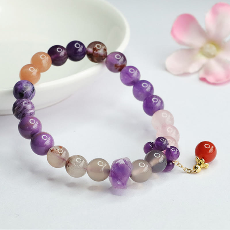 Bransoletka z koralików uzdrawiających Buddha Stones Natural Amethyst Crystal Inner Peace
