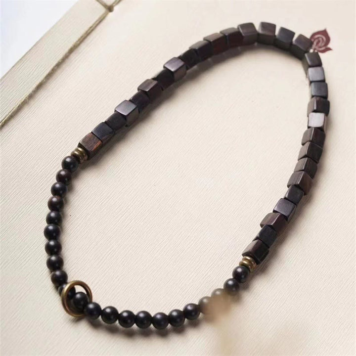 Buddha Stones Tybet Ebony Drewno Kwadratowe Koraliki Pokój Podwójna Bransoletka Owijana