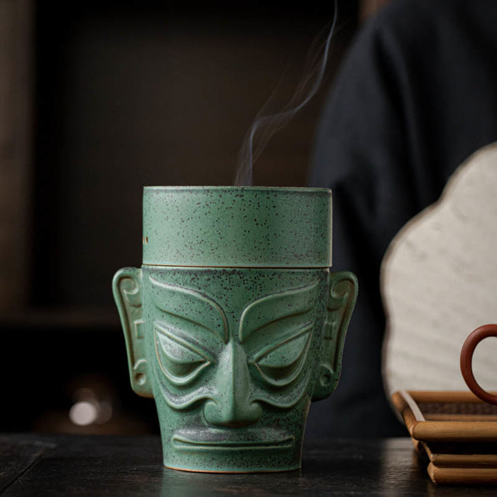 Buddha Stones Relikwie z epoki brązu Maska Sanxingdui Trzygwiazdkowy kopiec Ceramiczny uzdrawiający kadzielnica