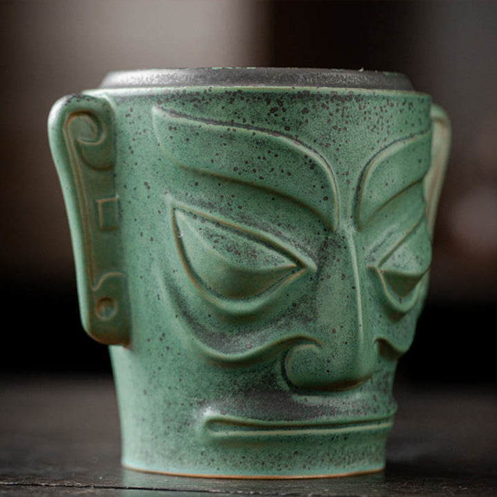 Buddha Stones Relikwie z epoki brązu Maska Sanxingdui Trzygwiazdkowy kopiec Ceramiczny uzdrawiający kadzielnica