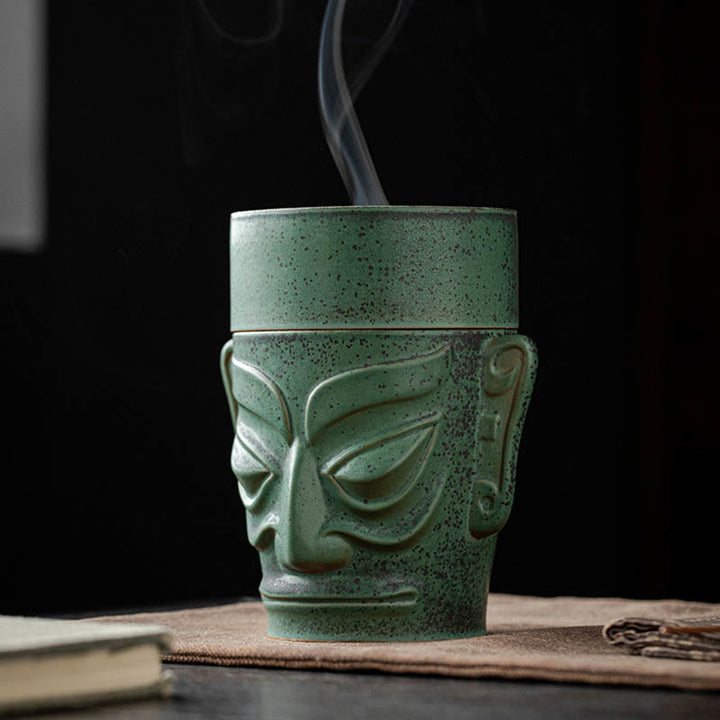 Buddha Stones Relikwie z epoki brązu Maska Sanxingdui Trzygwiazdkowy kopiec Ceramiczny uzdrawiający kadzielnica