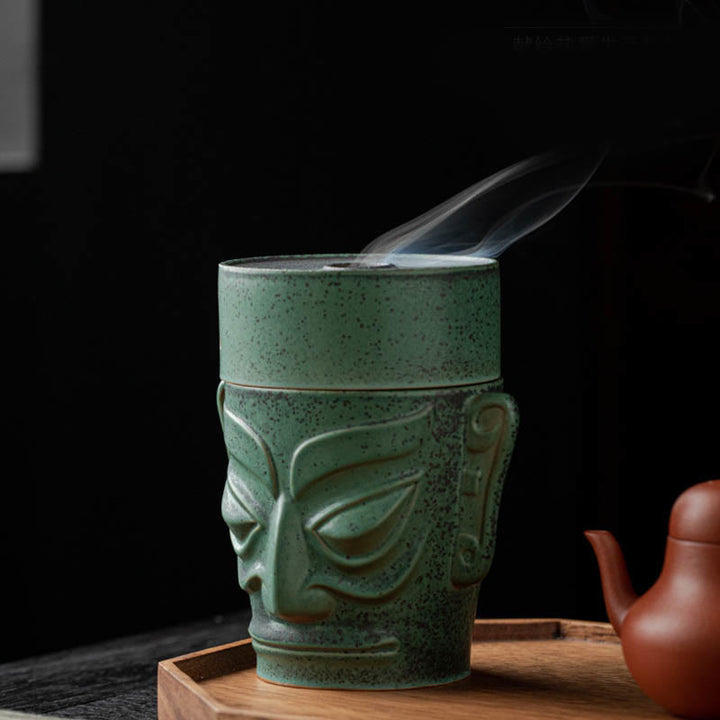 Buddha Stones Relikwie z epoki brązu Maska Sanxingdui Trzygwiazdkowy kopiec Ceramiczny uzdrawiający kadzielnica