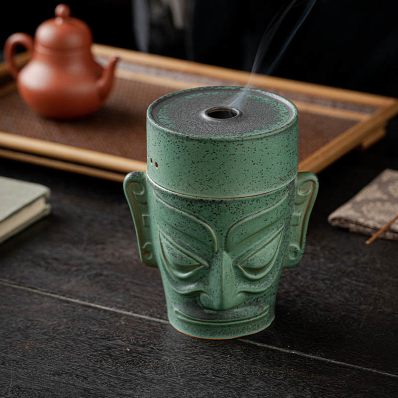 Buddha Stones Relikwie z epoki brązu Maska Sanxingdui Trzygwiazdkowy kopiec Ceramiczny uzdrawiający kadzielnica