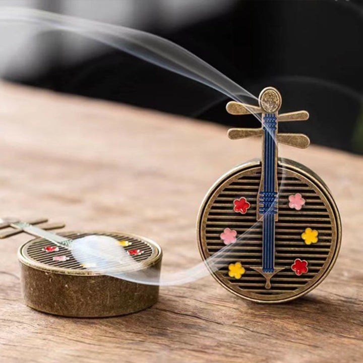 Buddha Stones Mały Mini Wachlarz Tykwy Pipa Stop Miedzi Kadzielnica Dekoracja Z Kadzidłem