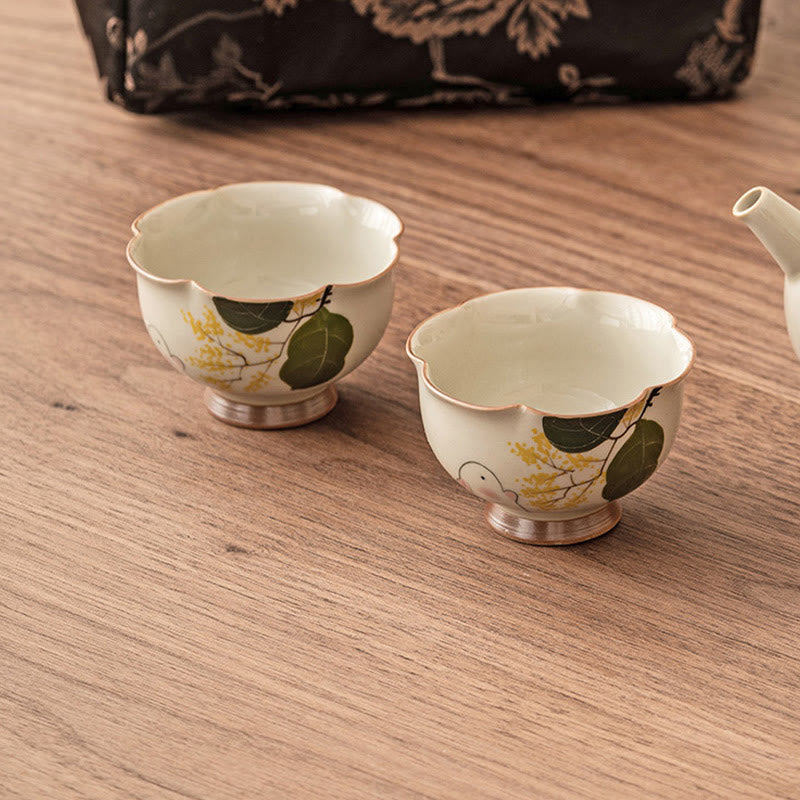 Buddha Stones Malowane Ręcznie Mały Osmantus Królik Ceramiczny Filiżanka Do Herbaty Kung Fu 40 ml
