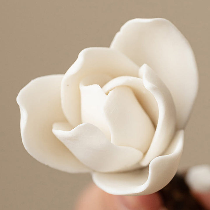 Buddha Stones Gardenia Kwiat Wzór Ceramiczny Uzdrawiający Kadzielnica Dekoracja