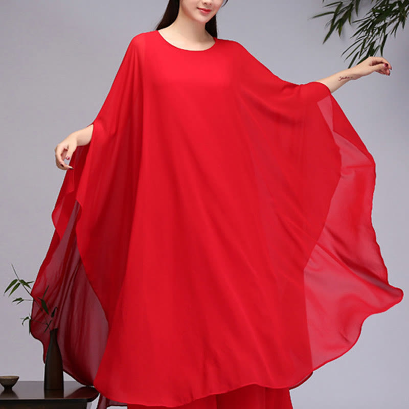 Buddha Stones Prosty wzór Midi Sukienka Szerokie Spodnie Medytacja Duchowy Zen Praktyka Joga Taniec Odzież - Czerwony - Sukienka midi (tylko sukienka) - US8-10，UK/AU12-14，EU40-42 (2XL) - image 14