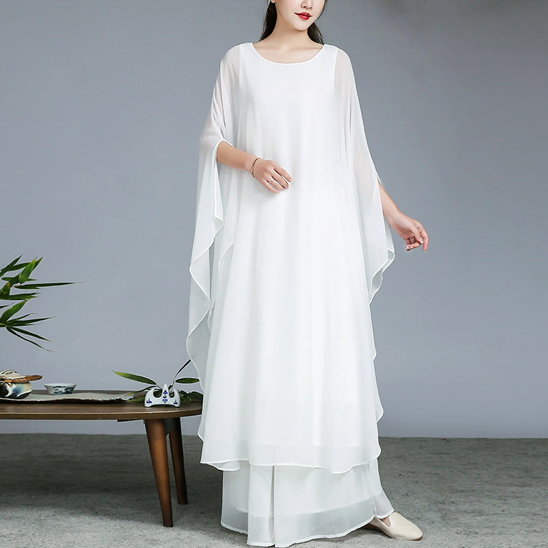 Buddha Stones Prosty wzór Midi Sukienka Szerokie Spodnie Medytacja Duchowy Zen Praktyka Joga Taniec Odzież - image 2