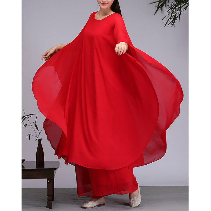 Buddha Stones Prosty wzór Midi Sukienka Szerokie Spodnie Medytacja Duchowy Zen Praktyka Joga Taniec Odzież - image 13