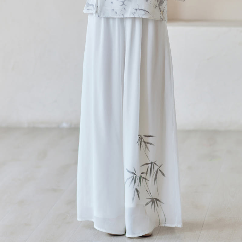 Buddha Stones Bambusowa Sukienka Cheongsam Sukienka Midi Szerokie Spodnie Medytacja Duchowa Praktyka Zen Odzież - Spodnie z szerokimi nogawkami (tylko spodnie) - US8-10，UK/AU12-14，EU40-42 (2XL) - image 12