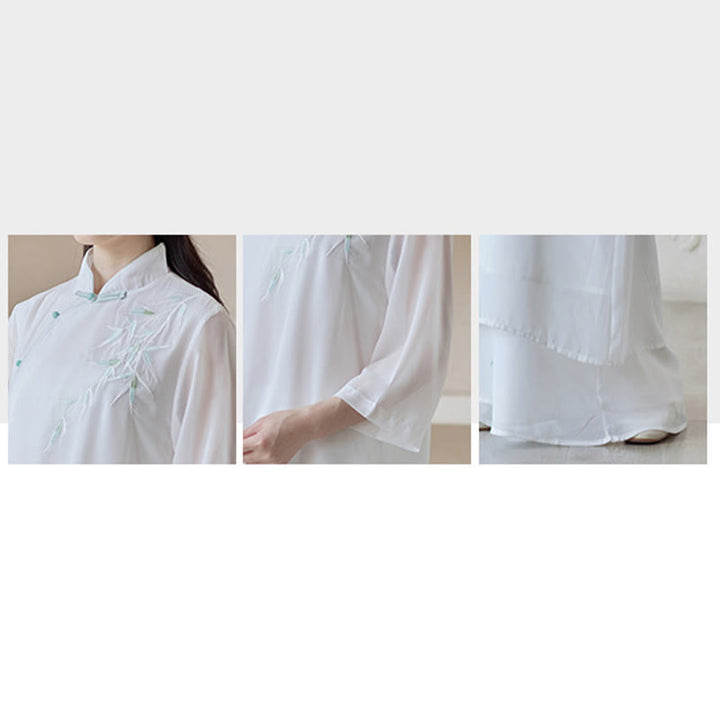 Buddha Stones Bambusowa Sukienka Cheongsam Sukienka Midi Szerokie Spodnie Medytacja Duchowa Praktyka Zen Odzież - image 10