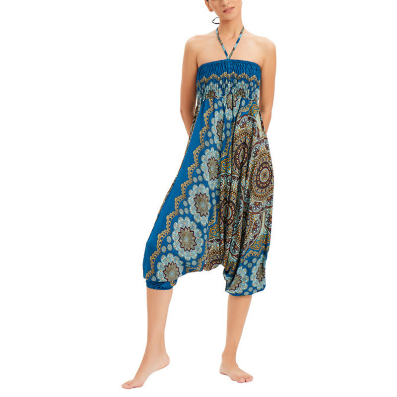 Buddha Stones Dwa style Noś Mandala Kwiat Wzór Luźne Spodnie Haremowe Marszczone Kombinezon Spodnie z Wysokim Stanem - image 31