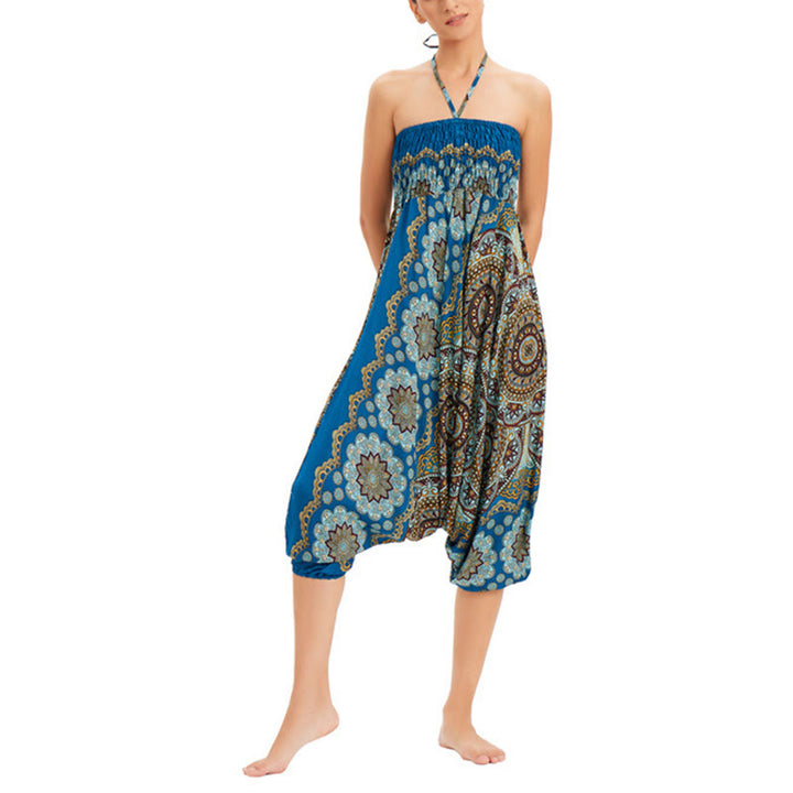 Buddha Stones Dwa style Noś Mandala Kwiat Wzór Luźne Spodnie Haremowe Marszczone Kombinezon Spodnie z Wysokim Stanem - image 31