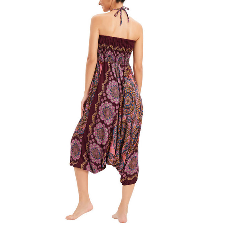 Buddha Stones Dwa style Noś Mandala Kwiat Wzór Luźne Spodnie Haremowe Marszczone Kombinezon Spodnie z Wysokim Stanem - image 18