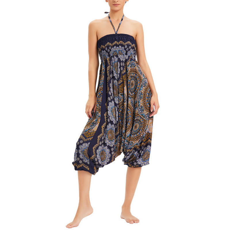 Buddha Stones Dwa style Noś Mandala Kwiat Wzór Luźne Spodnie Haremowe Marszczone Kombinezon Spodnie z Wysokim Stanem - image 24