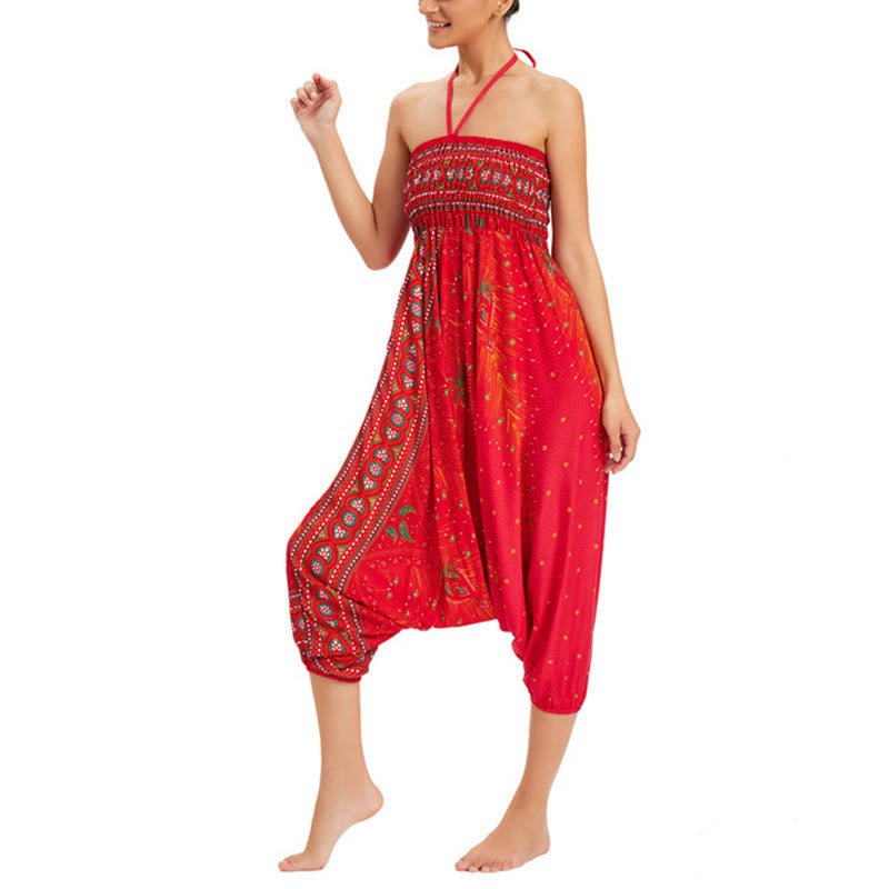 Buddha Stones Dwa Stylowe Nosić Pawie Pióra Luźne Spodnie Haremowe Marszczone Kombinezon Spodnie Z Wysokim Stanem - image 22