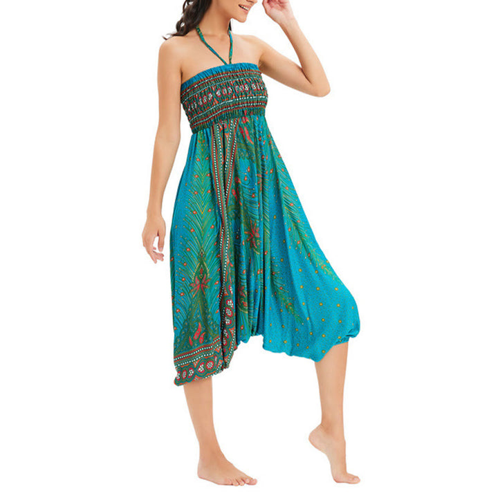 Buddha Stones Dwa Stylowe Nosić Pawie Pióra Luźne Spodnie Haremowe Marszczone Kombinezon Spodnie Z Wysokim Stanem - image 30