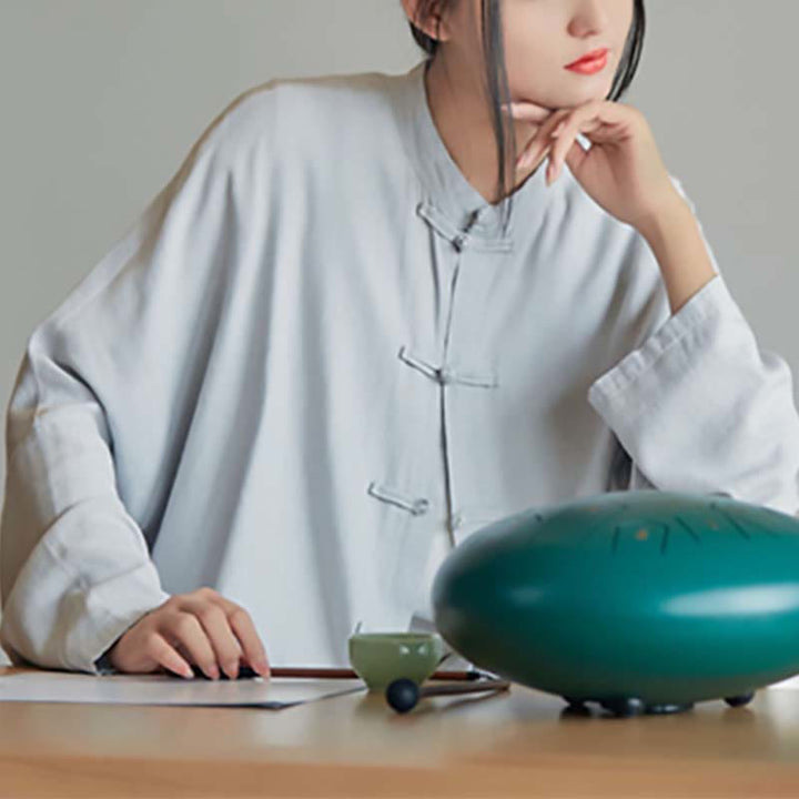 Koszula z nadrukiem „Buddha Stones Plain Frog-Button” z guzikami Zen Tai Chi Meditation Top Odzież Bawełniana lniana kurtka - image 7