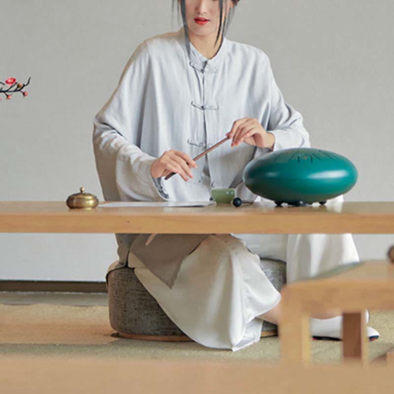 Koszula z nadrukiem „Buddha Stones Plain Frog-Button” z guzikami Zen Tai Chi Meditation Top Odzież Bawełniana lniana kurtka - image 9