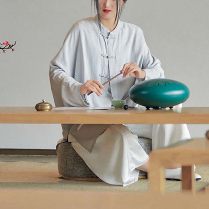 Koszula z nadrukiem „Buddha Stones Plain Frog-Button” z guzikami Zen Tai Chi Meditation Top Odzież Bawełniana lniana kurtka - image 9