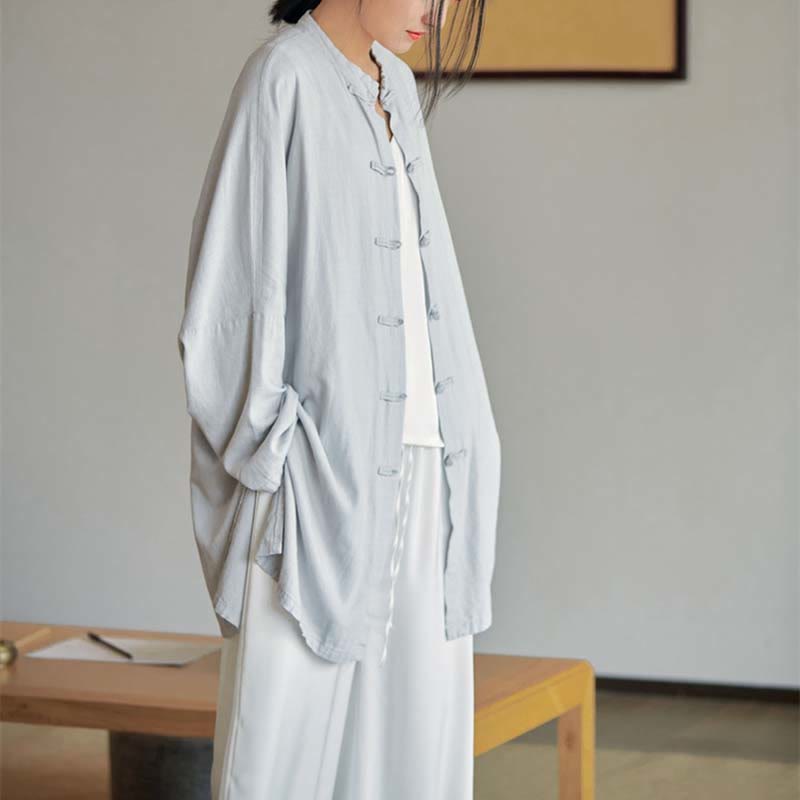 Koszula z nadrukiem „Buddha Stones Plain Frog-Button” z guzikami Zen Tai Chi Meditation Top Odzież Bawełniana lniana kurtka - image 2