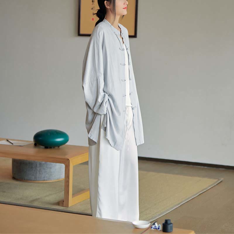 Koszula z nadrukiem „Buddha Stones Plain Frog-Button” z guzikami Zen Tai Chi Meditation Top Odzież Bawełniana lniana kurtka - image 11
