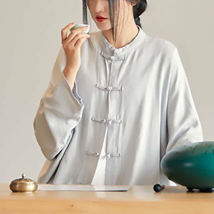 Koszula z nadrukiem „Buddha Stones Plain Frog-Button” z guzikami Zen Tai Chi Meditation Top Odzież Bawełniana lniana kurtka - image 8