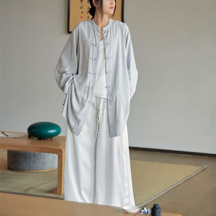 Koszula z nadrukiem „Buddha Stones Plain Frog-Button” z guzikami Zen Tai Chi Meditation Top Odzież Bawełniana lniana kurtka - image 10