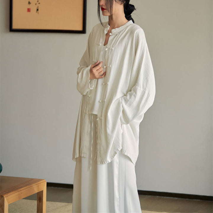 Koszula z nadrukiem „Buddha Stones Plain Frog-Button” z guzikami Zen Tai Chi Meditation Top Odzież Bawełniana lniana kurtka - image 14