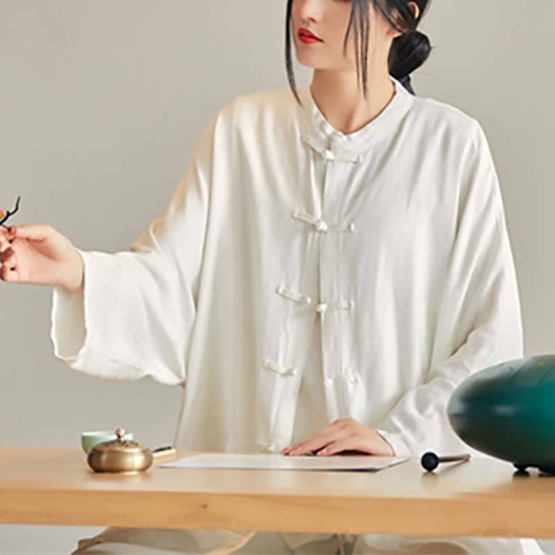 Koszula z nadrukiem „Buddha Stones Plain Frog-Button” z guzikami Zen Tai Chi Meditation Top Odzież Bawełniana lniana kurtka - image 18