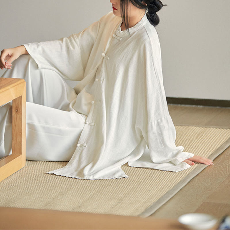 Koszula z nadrukiem „Buddha Stones Plain Frog-Button” z guzikami Zen Tai Chi Meditation Top Odzież Bawełniana lniana kurtka - image 15