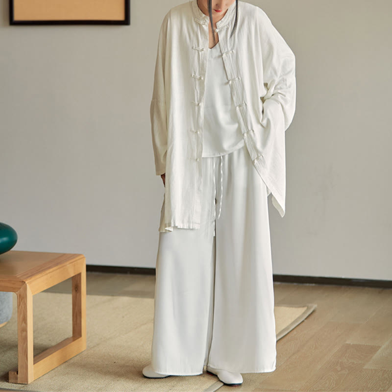 Koszula z nadrukiem „Buddha Stones Plain Frog-Button” z guzikami Zen Tai Chi Meditation Top Odzież Bawełniana lniana kurtka - image 20