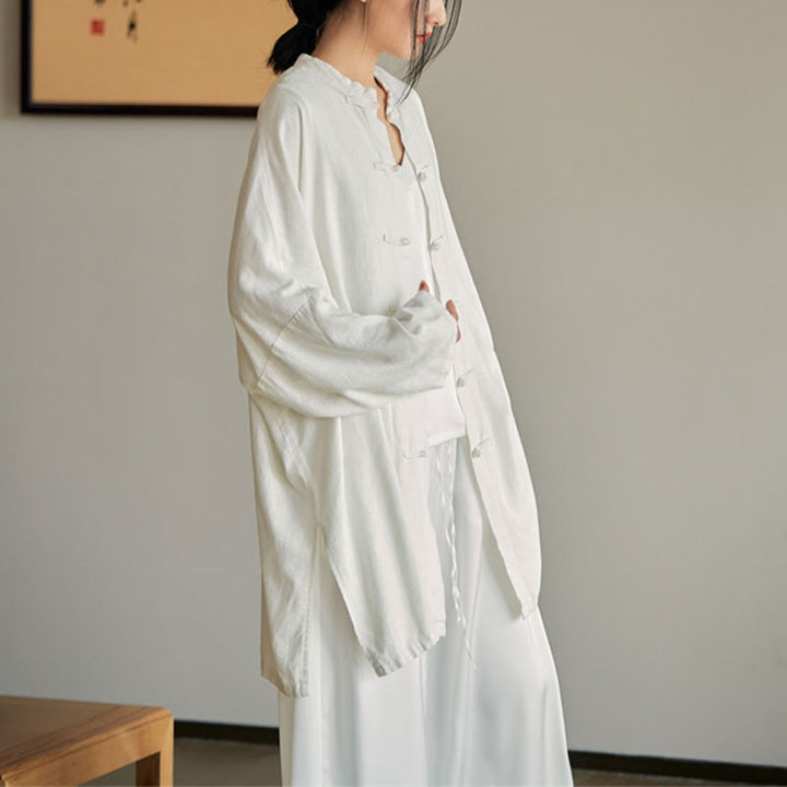 Koszula z nadrukiem „Buddha Stones Plain Frog-Button” z guzikami Zen Tai Chi Meditation Top Odzież Bawełniana lniana kurtka - image 19