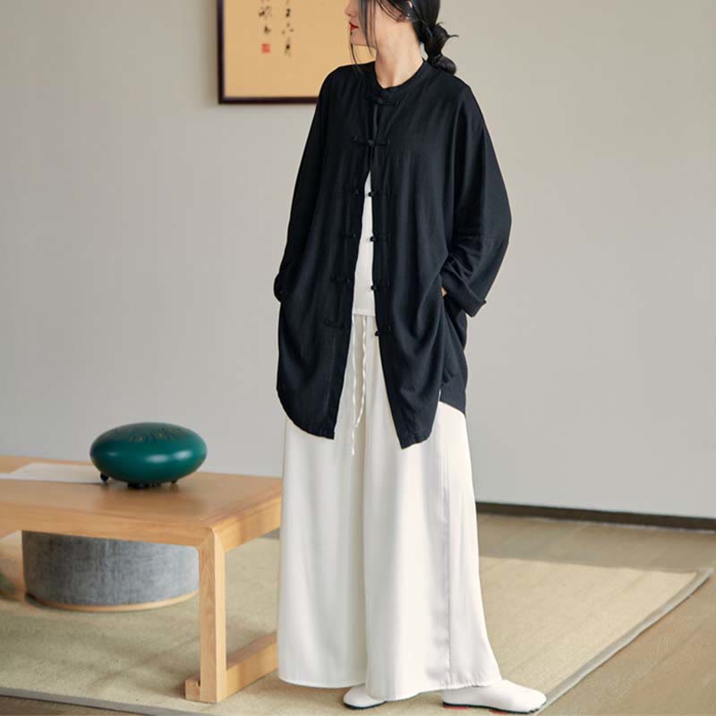 Koszula z nadrukiem „Buddha Stones Plain Frog-Button” z guzikami Zen Tai Chi Meditation Top Odzież Bawełniana lniana kurtka - image 31