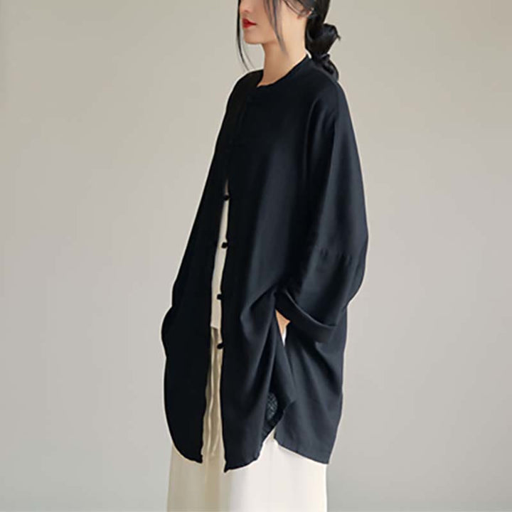 Koszula z nadrukiem „Buddha Stones Plain Frog-Button” z guzikami Zen Tai Chi Meditation Top Odzież Bawełniana lniana kurtka - image 27