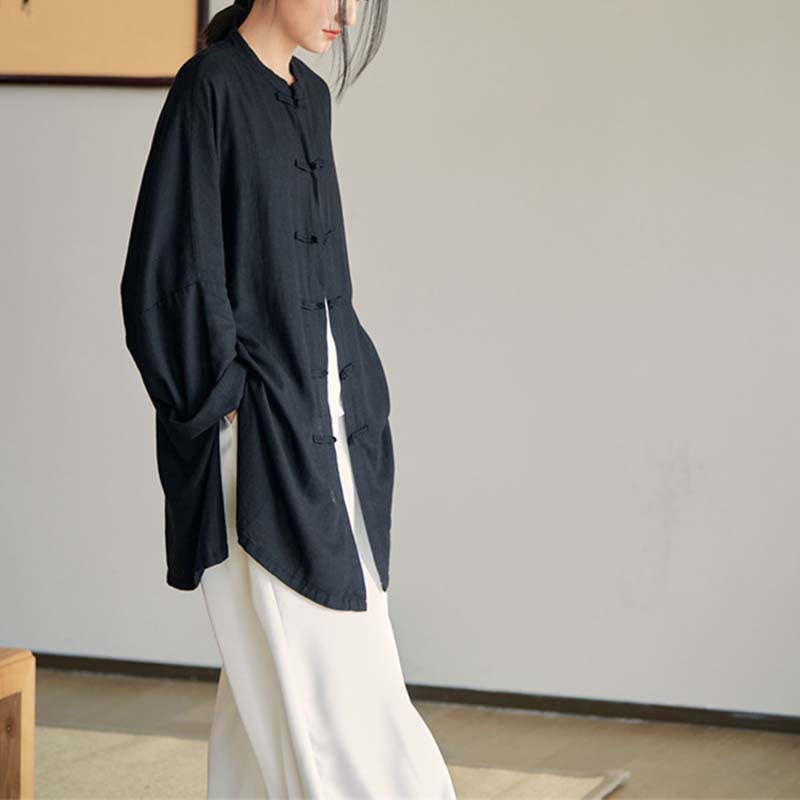 Koszula z nadrukiem „Buddha Stones Plain Frog-Button” z guzikami Zen Tai Chi Meditation Top Odzież Bawełniana lniana kurtka - image 29