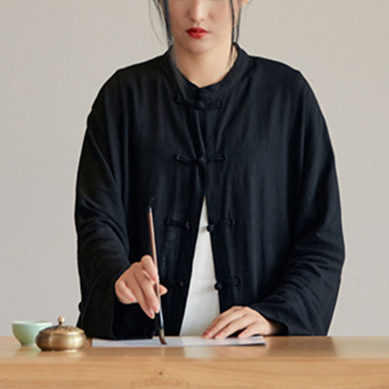 Koszula z nadrukiem „Buddha Stones Plain Frog-Button” z guzikami Zen Tai Chi Meditation Top Odzież Bawełniana lniana kurtka - image 25