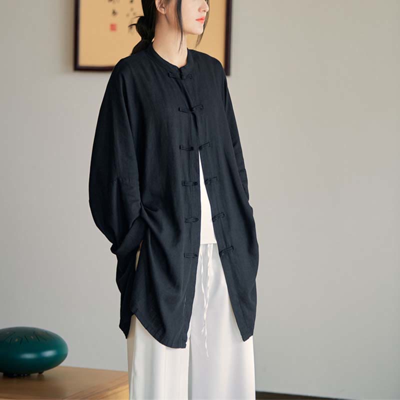 Koszula z nadrukiem „Buddha Stones Plain Frog-Button” z guzikami Zen Tai Chi Meditation Top Odzież Bawełniana lniana kurtka - image 28