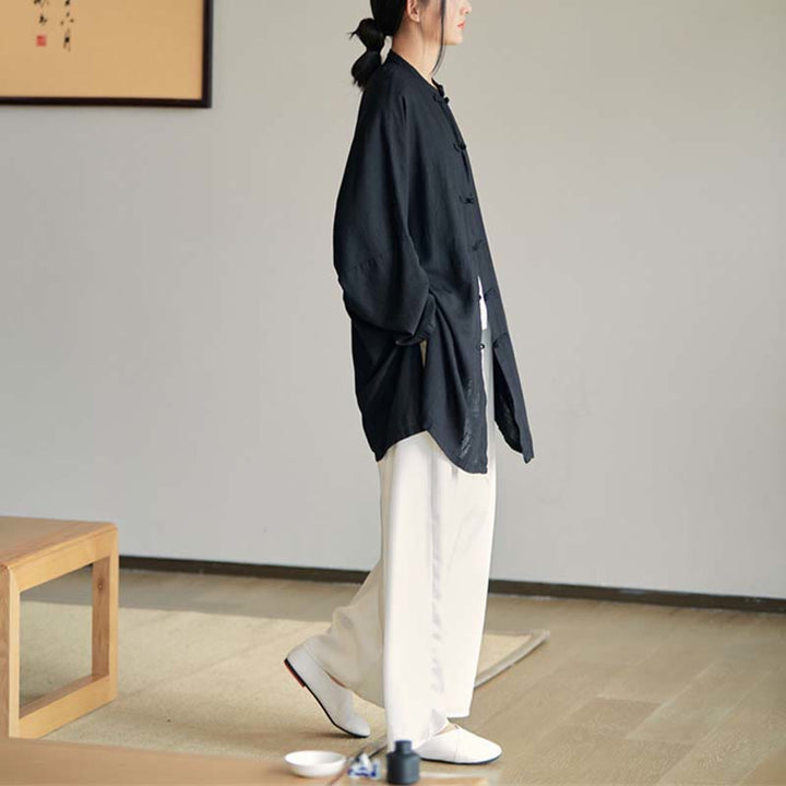 Koszula z nadrukiem „Buddha Stones Plain Frog-Button” z guzikami Zen Tai Chi Meditation Top Odzież Bawełniana lniana kurtka - image 30