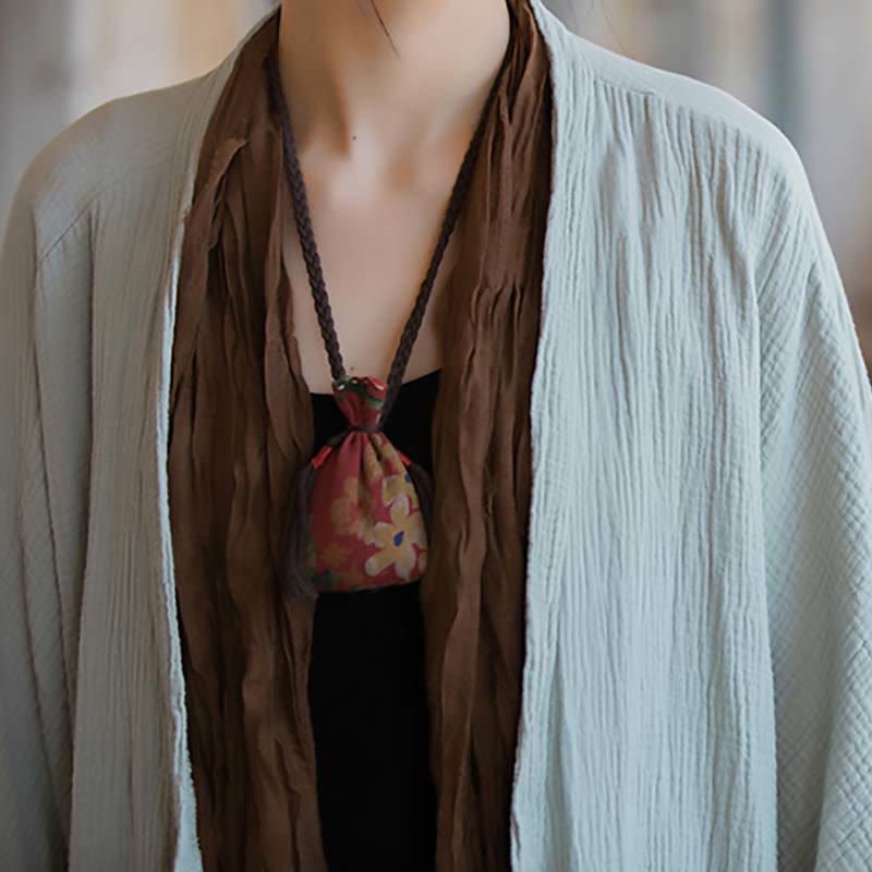 Buddha Stones Prosty wzór Długi rękaw Płaszcz Zen Medytacja Kurtka bawełniana z otwartym przodem - image 5