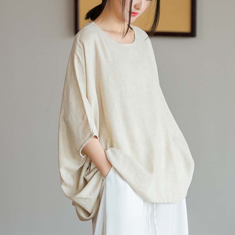 Koszulka z nadrukiem „Buddha Stones” w jednolitym kolorze, z rękawem trzy czwarte i luźną koszulką - image 7