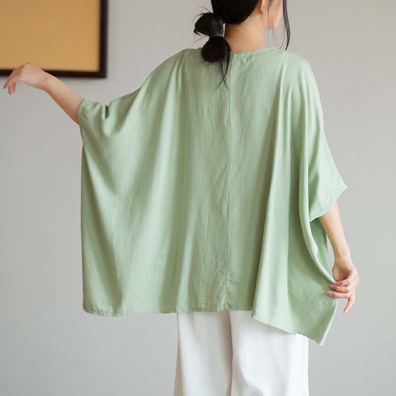 Koszulka z nadrukiem „Buddha Stones” w jednolitym kolorze, z rękawem trzy czwarte i luźną koszulką - image 18