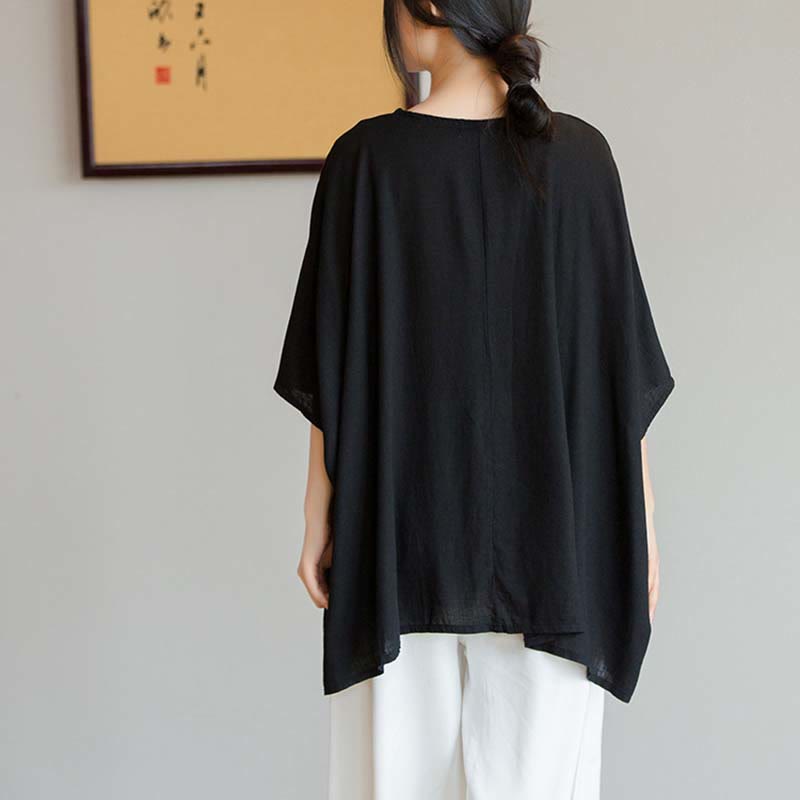 Koszulka z nadrukiem „Buddha Stones” w jednolitym kolorze, z rękawem trzy czwarte i luźną koszulką - image 22