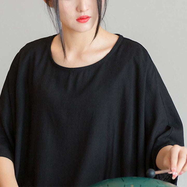 Koszulka z nadrukiem „Buddha Stones” w jednolitym kolorze, z rękawem trzy czwarte i luźną koszulką - image 21